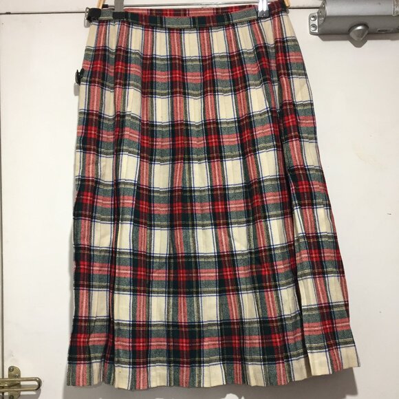 VINTAGE MOSBROOK WOOL PLAID PLEATED KILT SKIRTS SIZE 14 - Picture 5 of 8